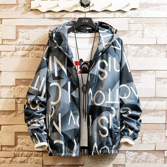 Men Casual Streetwear Hooded Printing Jacket