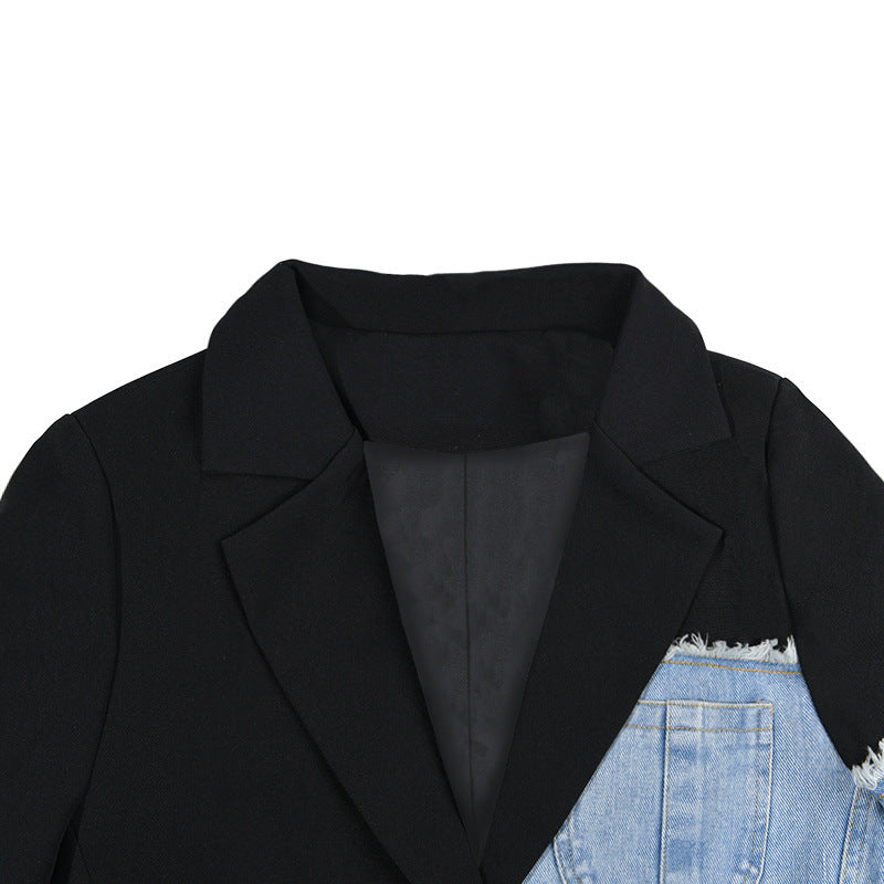Women's Fashion Loose Suit Patchwork Denim Jacket