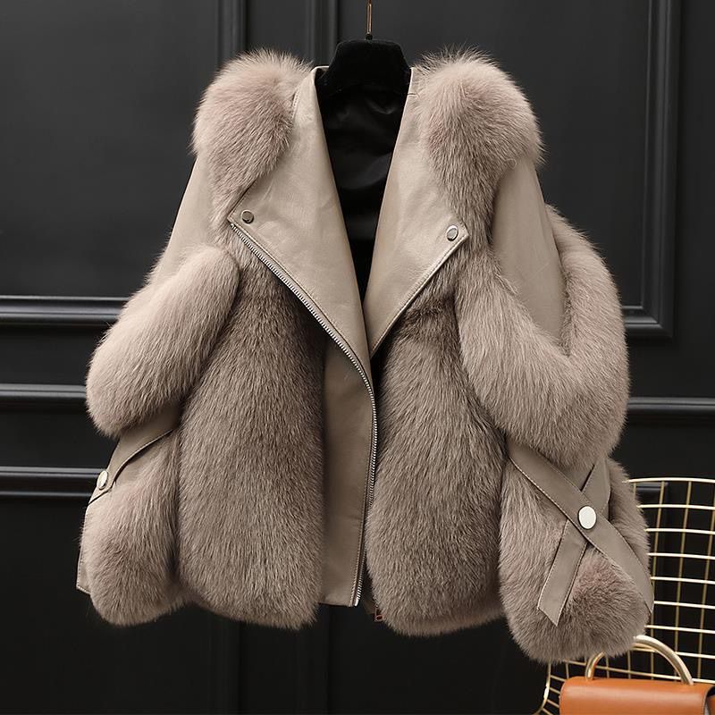 One-piece Fur Motorcycle Coat
