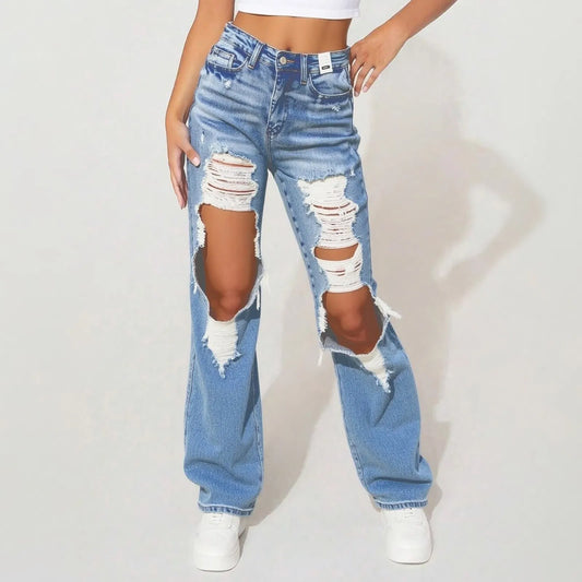 Loose Fit Distressed Jeans