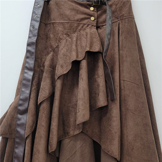 Irregular Deerskin Velvet Skirt