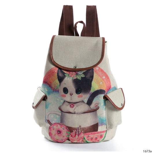 Retro Cute Cat Drawstring Backpack