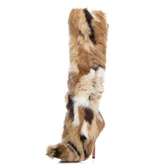High Heel Faux Fur Boots