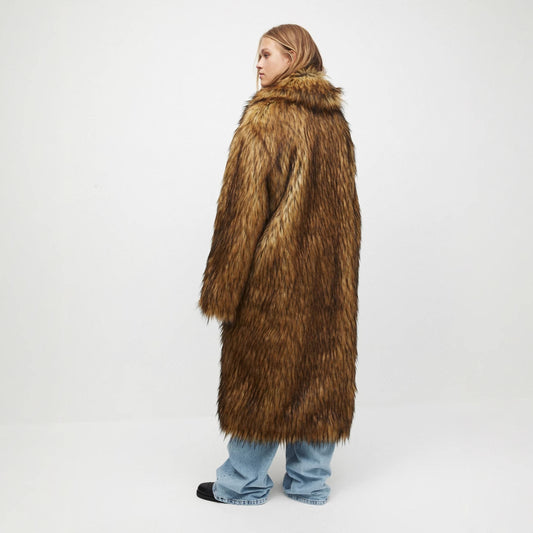 Long Fur Women's Wool Coat