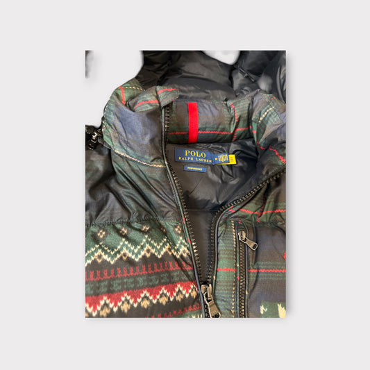 Polo Ralph Lauren Gorham Patchwork Down Puffer Jacket Aztec Plaid Mens Size M Rare