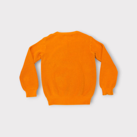 Vintage 90s Polo Ralph Lauren Polo Player Equestrian Knit Sweater Orange XL Distressed