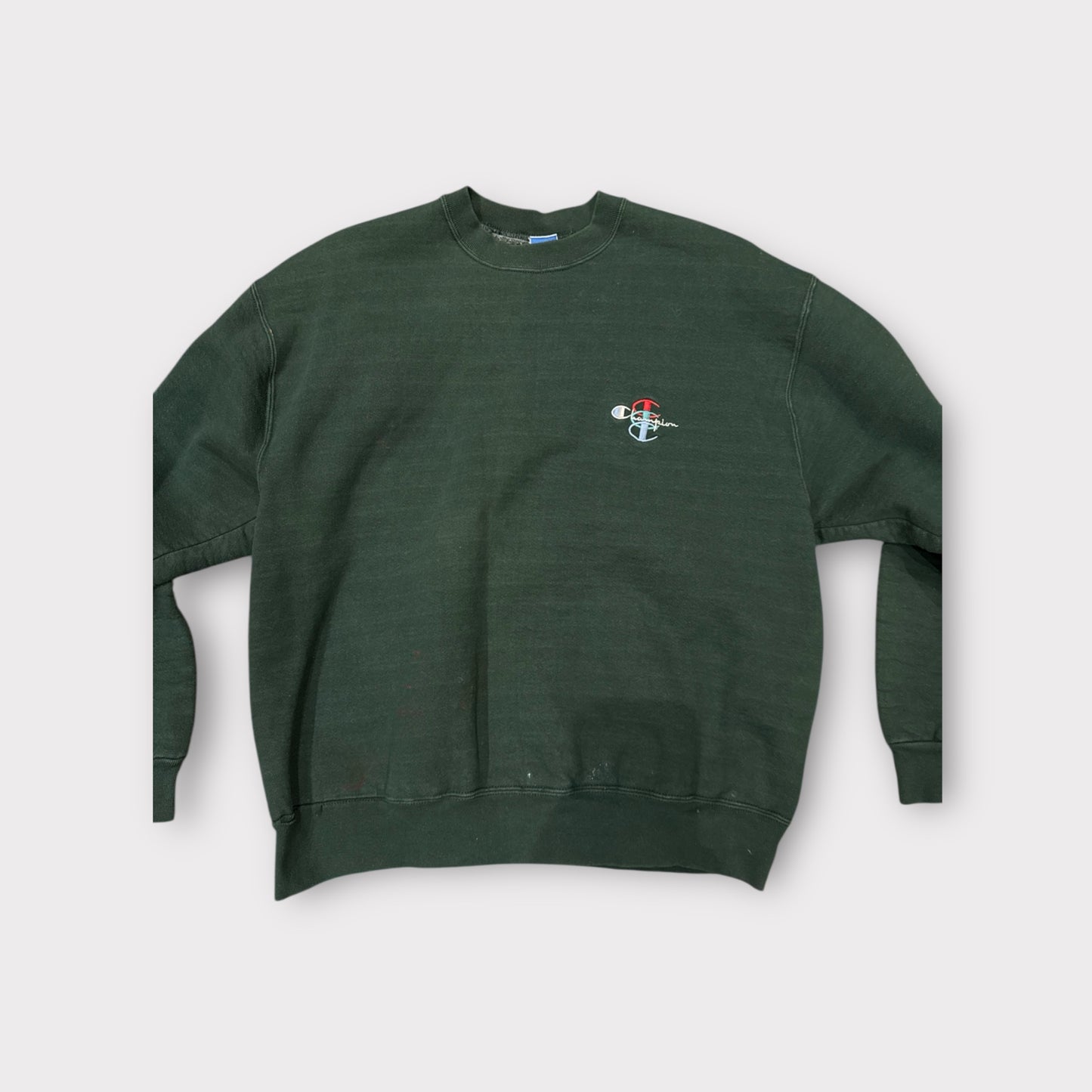 Vintage Champion Embroidered Triple C Crewneck Sweatshirt – XL (Green)