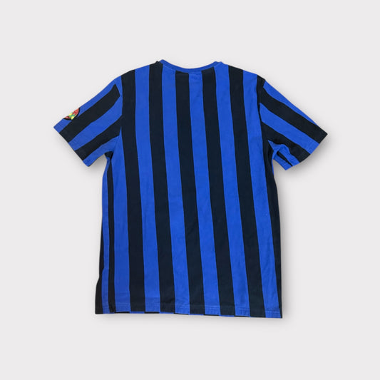 Mens Space Jam Marvin the Martian Referee T-Shirt L – Blue & Black Stripes, Good Condition