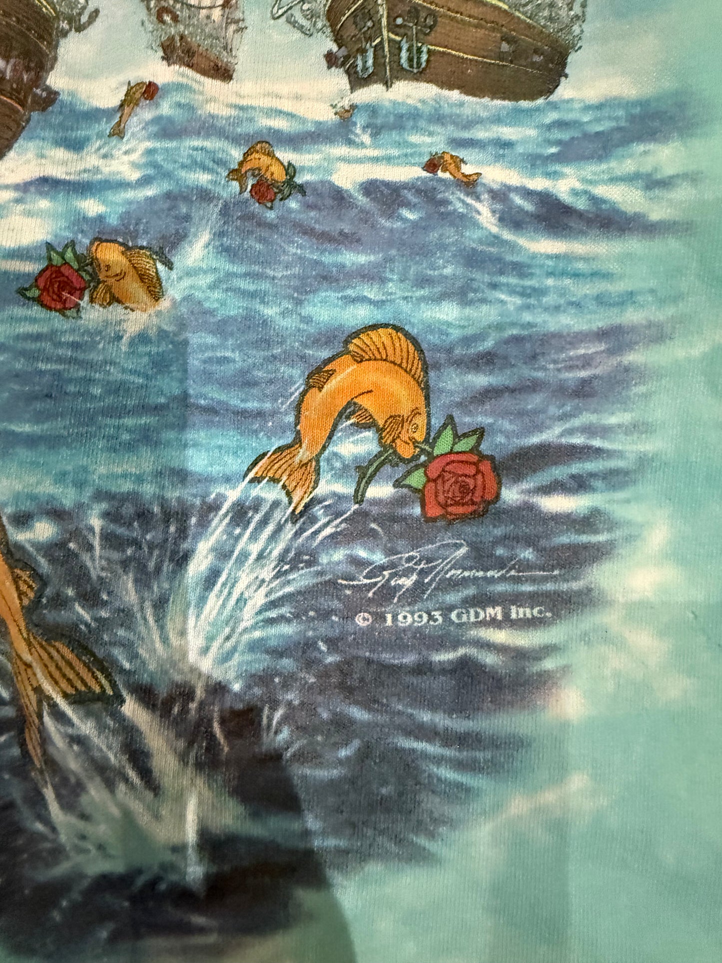 Vintage 1993 Grateful Dead “Ship of Fools” Long Sleeve T-Shirt Liquid Blue XL