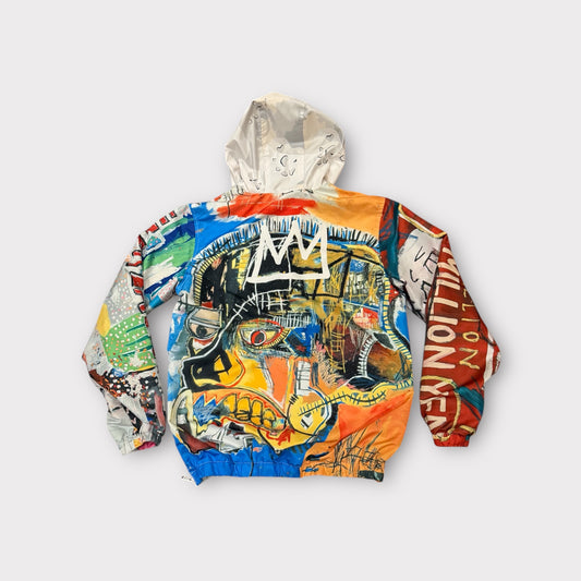 Vintage Jean Michel Basquiat Members Only 1/4 Zip Windbreaker Jacket Mens Large