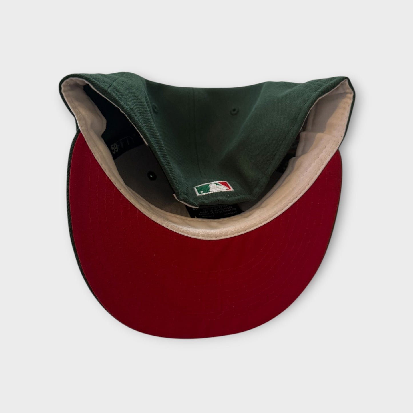 New Era Toronto Blue Jays Cooperstown 59FIFTY Fitted Hat Green Red 30th Season Side Patch Size 7 1/2