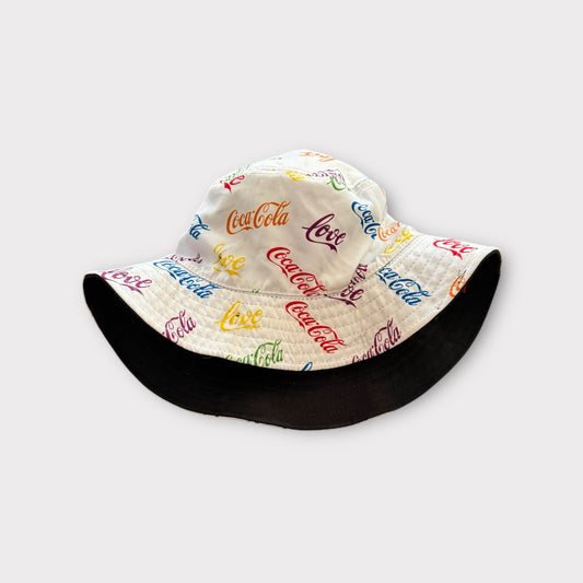 Coca-Cola Reversible Bucket Hat Multicolor Love 2021 White Black Vintage One Size