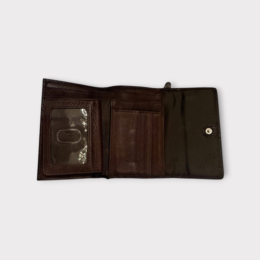 Vintage Fossil Leather Wallet Soft Leather Snap Closure Multi Card Bill Holder