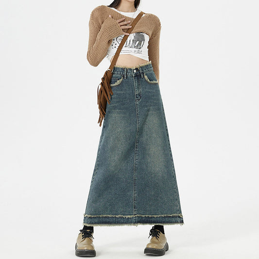 Retro Denim Long Skirts Women