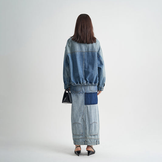 Washed Denim Long Skirts