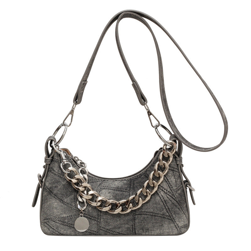 Denim Underarm Chain Bag