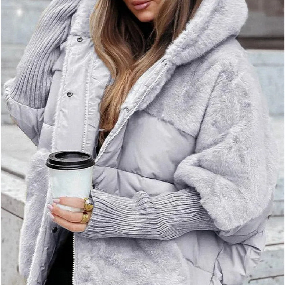 Women's Loose Coat Faux Fur Patchwork Winter Coat