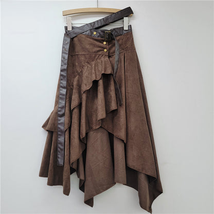 Irregular Deerskin Velvet Skirt