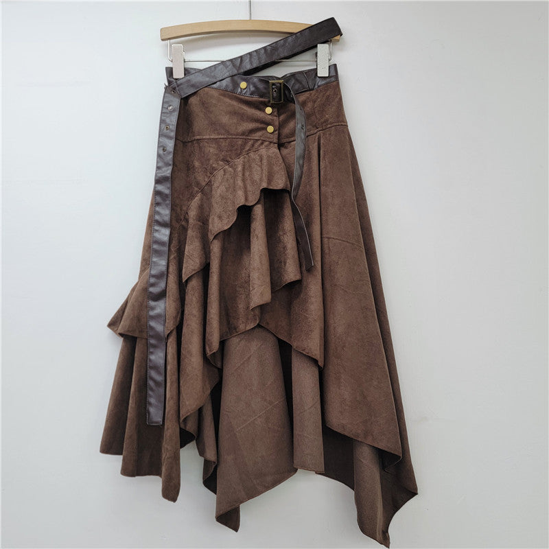 Irregular Deerskin Velvet Skirt