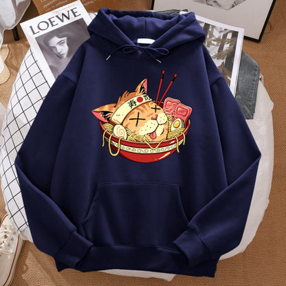 Japanese Ramen Samurai Cat Hoodie