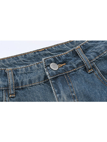 Spring Retro High Waist Denim Skirts