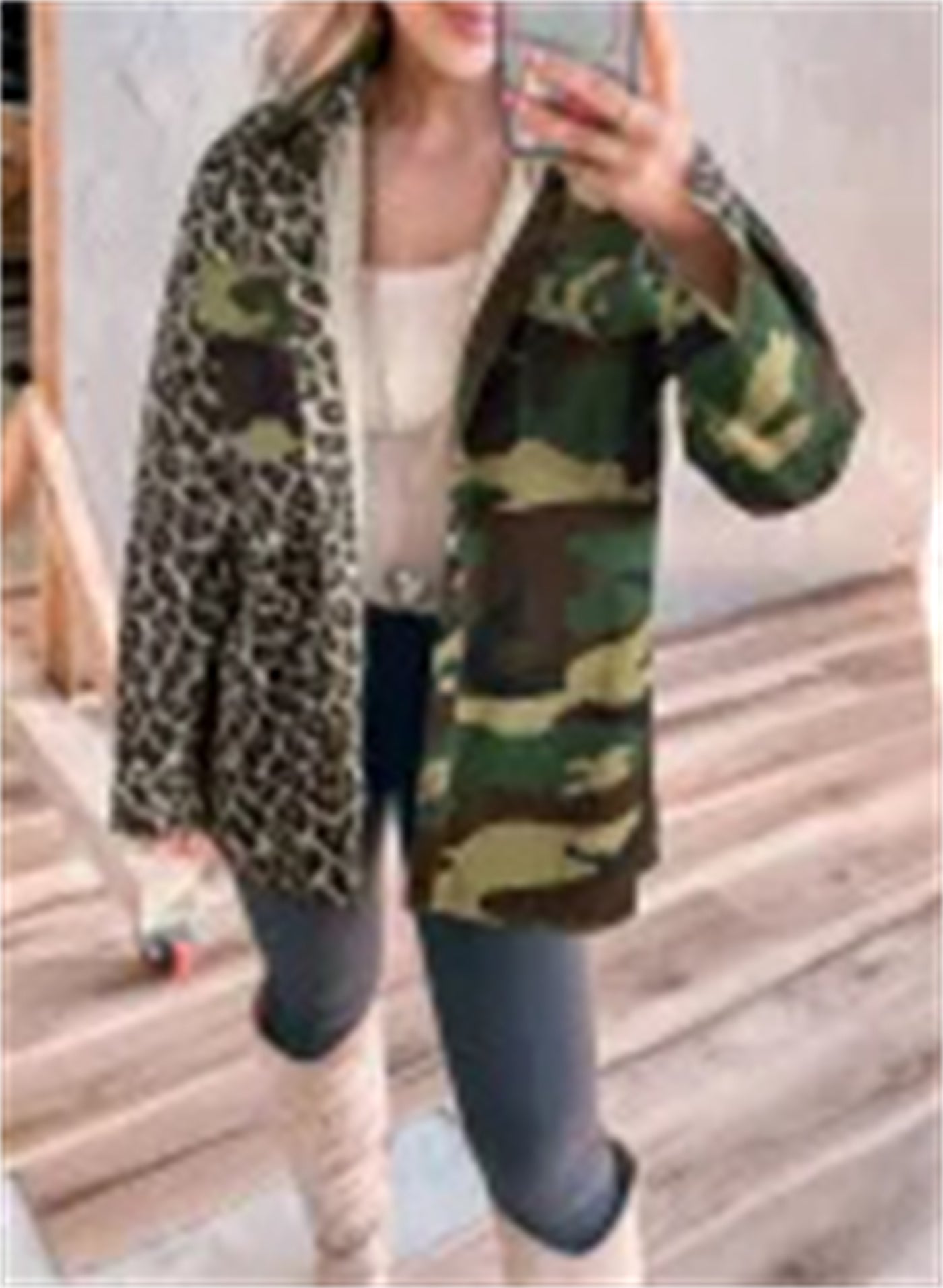 Brown Leopard Camo Oversize Shacket