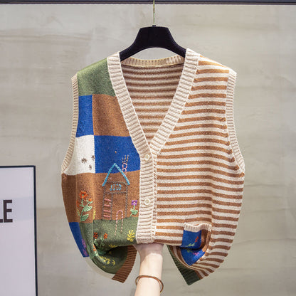 V-neck Knitted Cardigan Vest