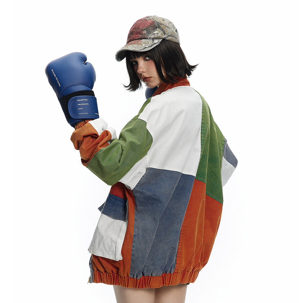 Irregular Color Contrast Patchwork Jacket