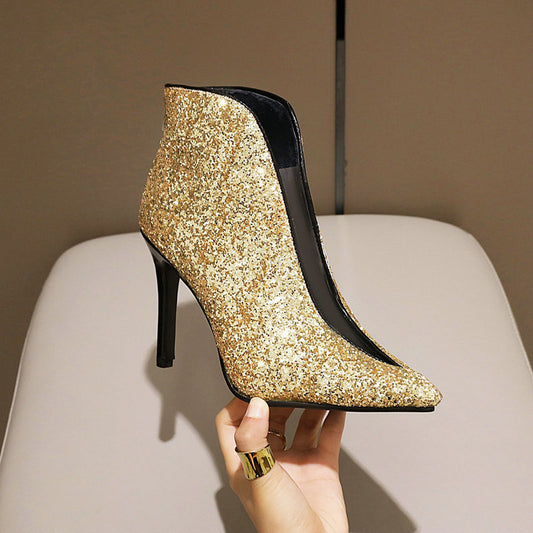 Glitter Pointed High Heels