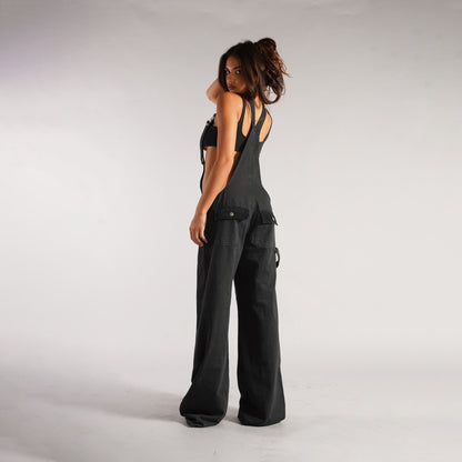Zipper Denim Overalls With Pockets
