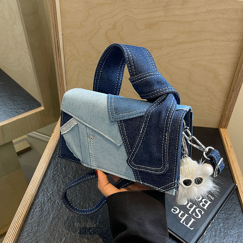 Denim Patchwork Small Messenger Bag