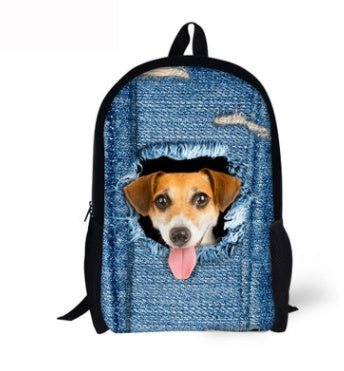 Cute Cat 3D Denim Backpack
