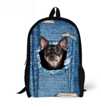 Cute Cat 3D Denim Backpack