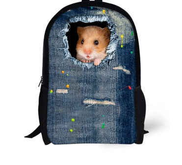 Cute Cat 3D Denim Backpack
