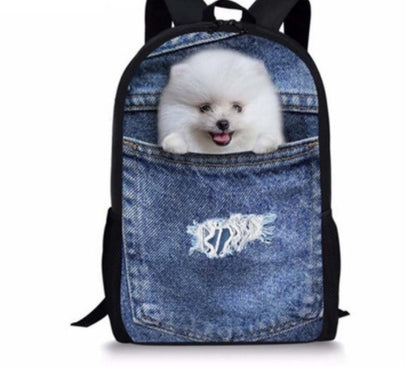 Cute Cat 3D Denim Backpack