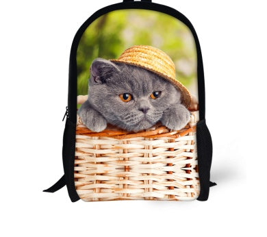 Cute Cat 3D Denim Backpack