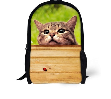 Cute Cat 3D Denim Backpack