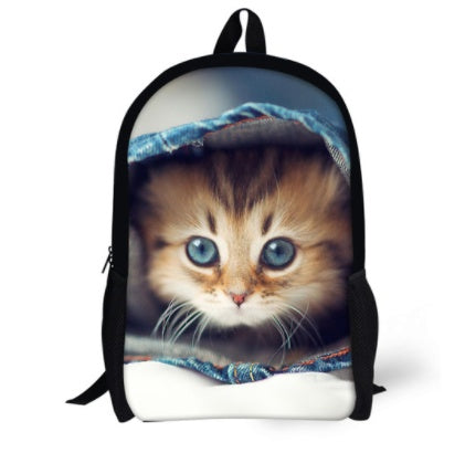 Cute Cat 3D Denim Backpack