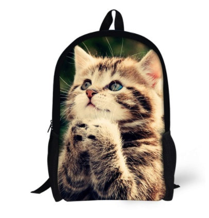 Cute Cat 3D Denim Backpack