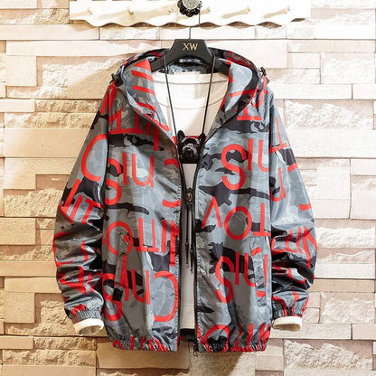 Men Casual Streetwear Hooded Printing Jacket