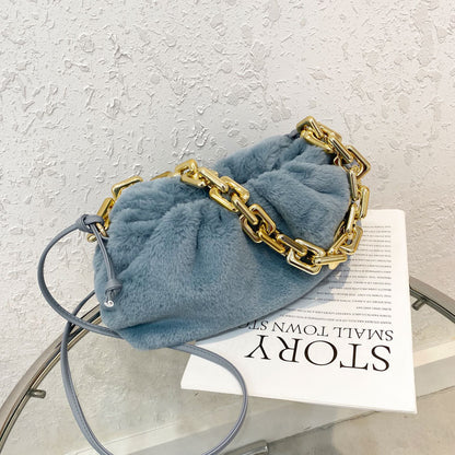 Furry One-Shoulder Diagonal Chain Bag