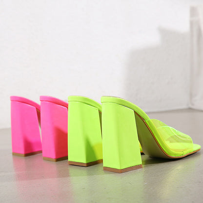 Amina Muaddi Dupe Square Toe Block Heel Sandals