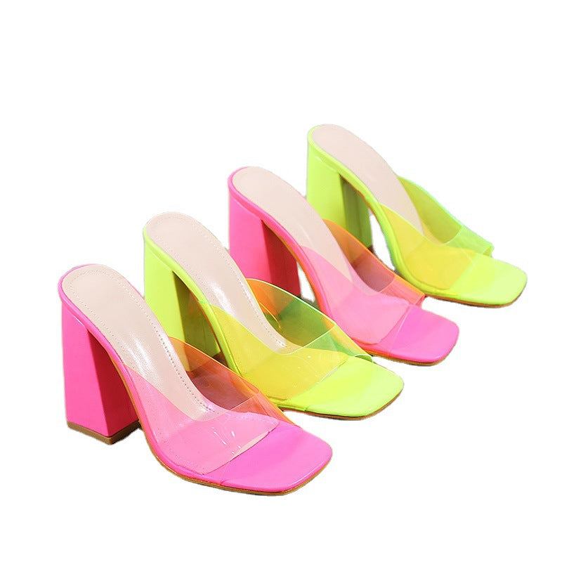 Amina Muaddi Dupe Square Toe Block Heel Sandals