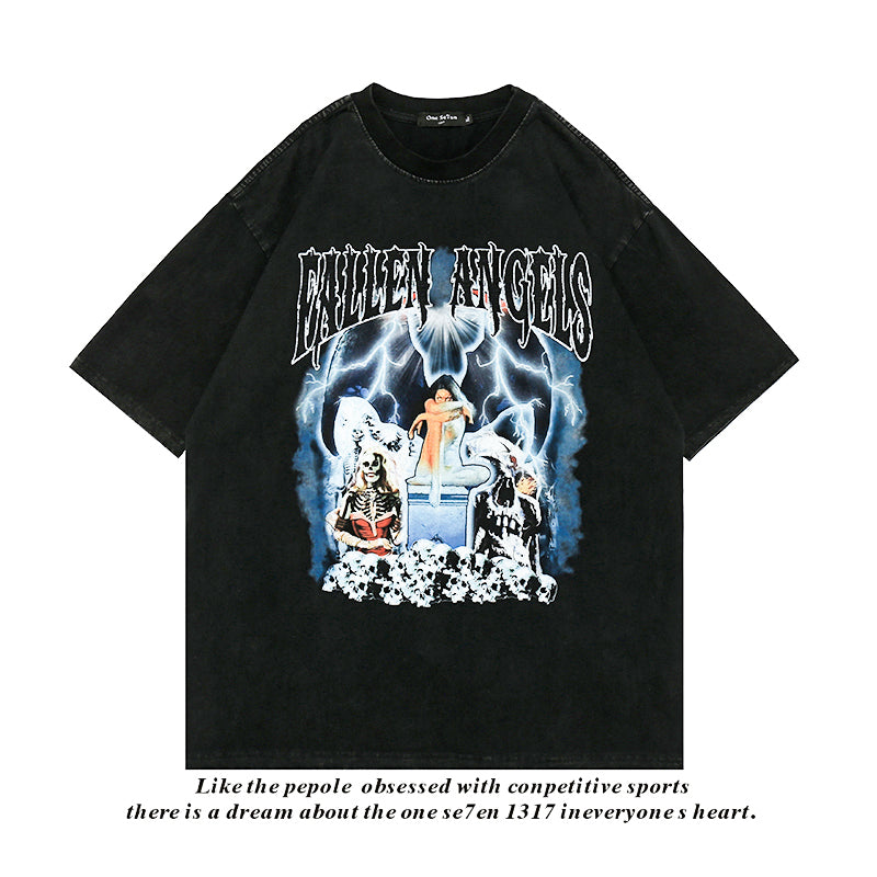 Lightning Skull Hip Hop Streetwear T-Shirt