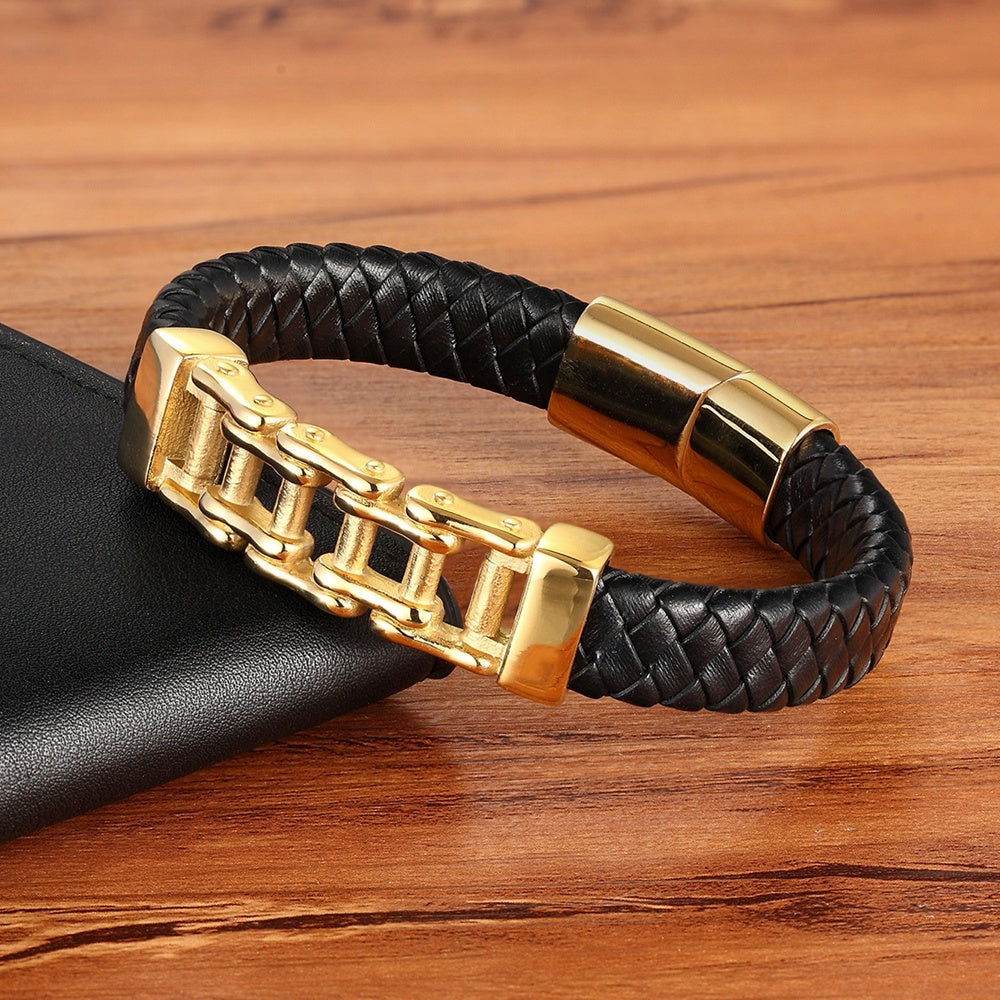 Men's Leather Braided Bracelet