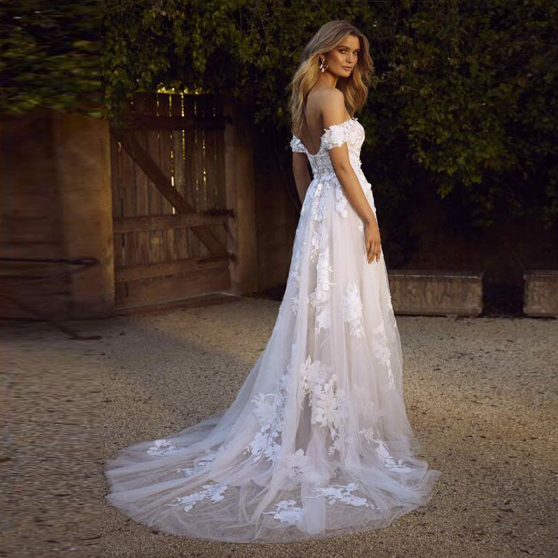 Off The Shoulder Lace Wedding Dress