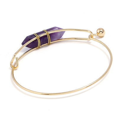 Geometric Shape Natural Gem Metal Bracelet Women