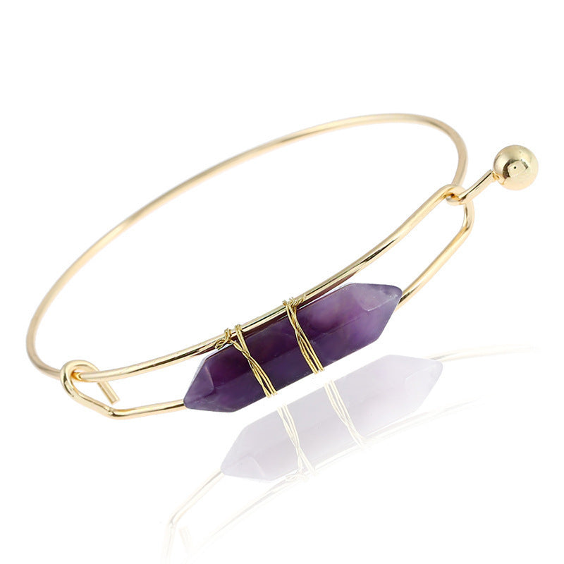 Geometric Shape Natural Gem Metal Bracelet Women