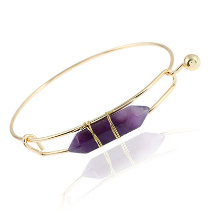Geometric Shape Natural Gem Metal Bracelet Women
