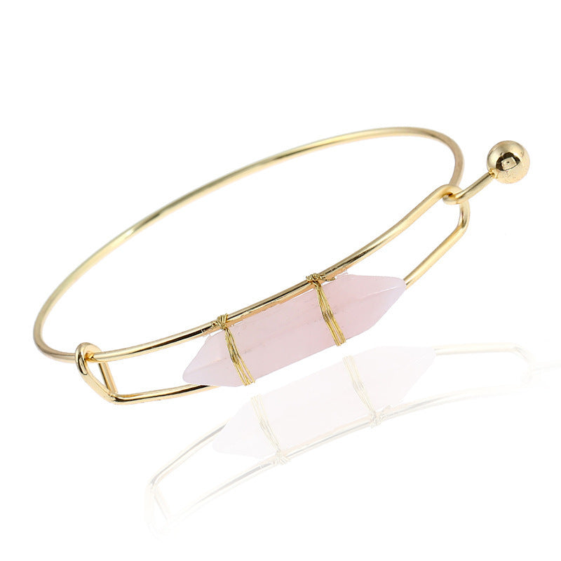 Geometric Shape Natural Gem Metal Bracelet Women